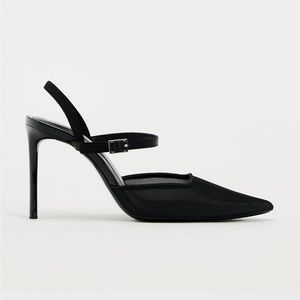 zara heeled mesh shoes black 6